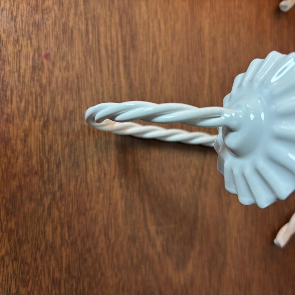 Vintage Homeco White Twisted Metal Bow Candle Holders - Set of 2 - Picture 3 of 6